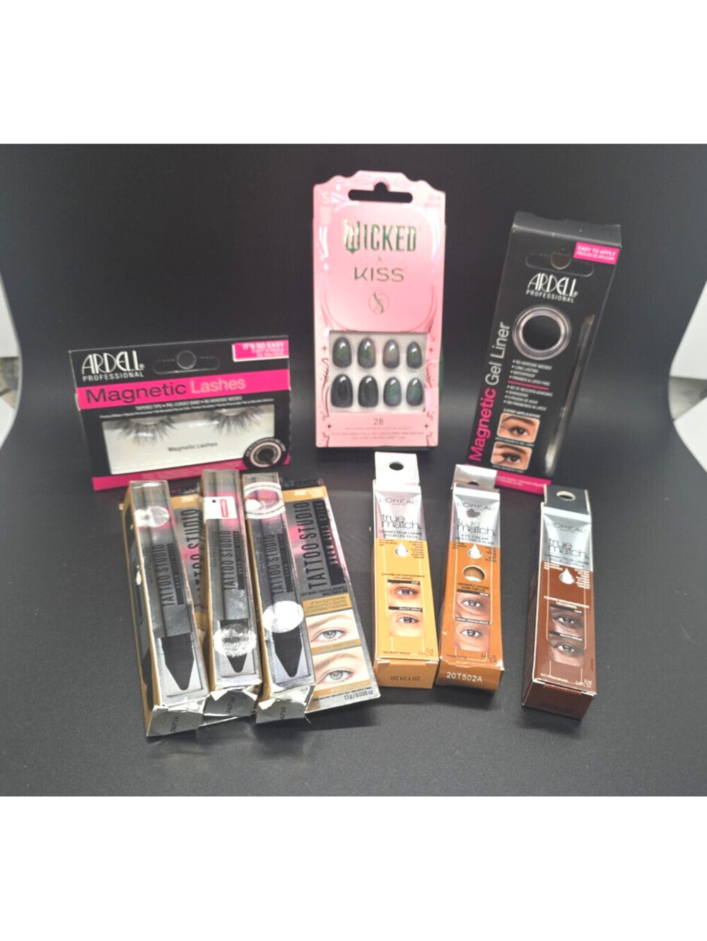 Makeup Loreal, Ardell, Wicked True Match, Eyelash  Nails, Maybelline tatto